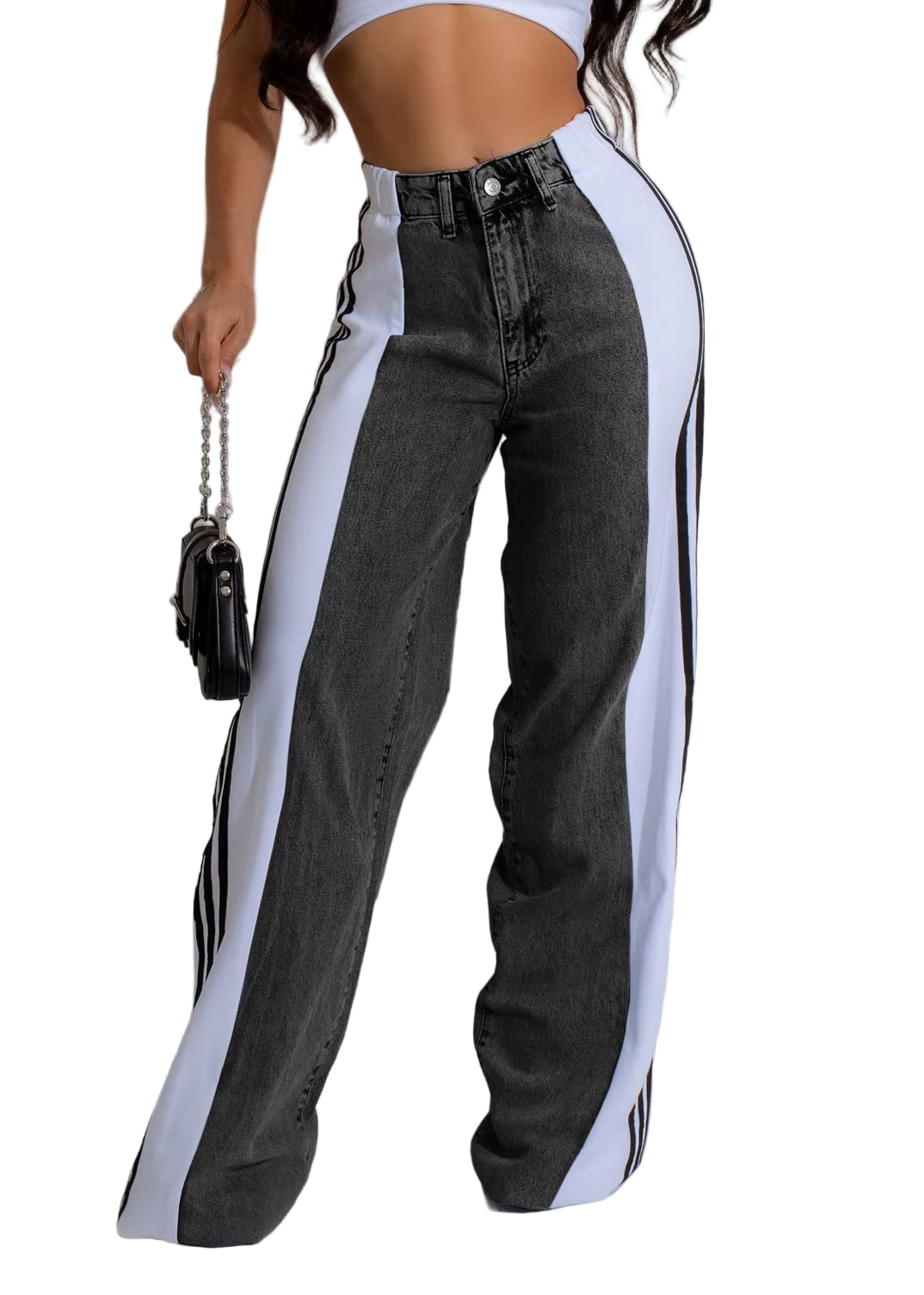 OUDINA Trend Hot Selling Both Sides Tassel Printed Fringed Trousers Casual Pants for Women