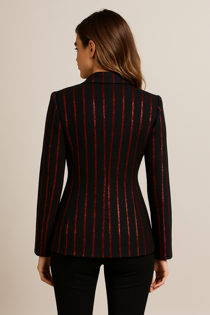 Crimson Luxe Pinstripe Blazer