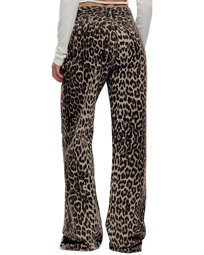 OUDINA New Streetwear Jeans for Women Slimming High-Draping Spliced Pleated Straight Leg Pants for Women