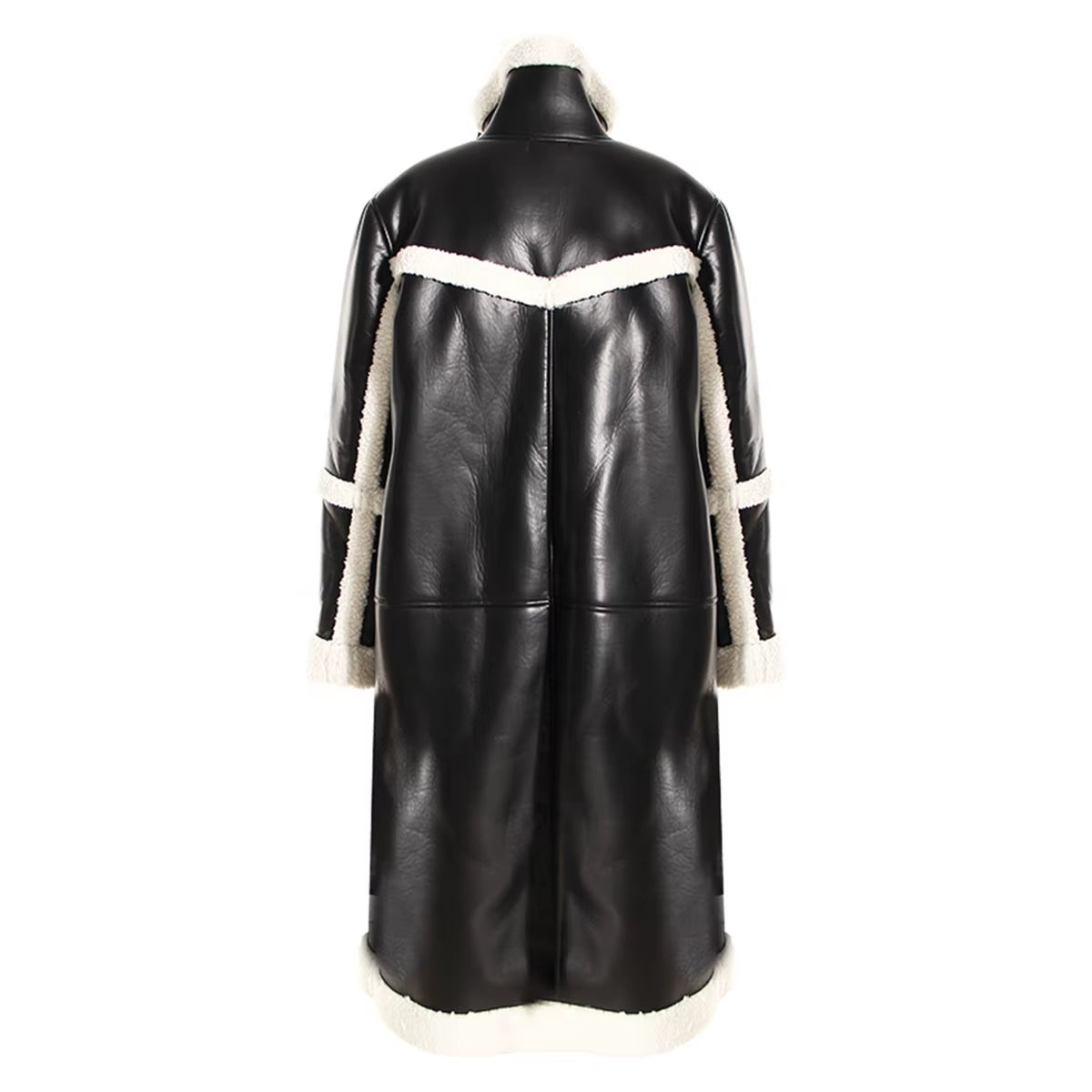 OUDINA Winter Vintage Thickened Fur Coat over Knee Lamb Wool Loose Cotton Leather Trench Jacket Long Woolen Coats for Women