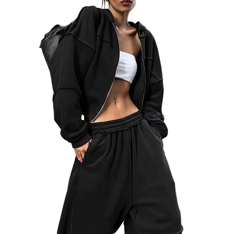 OUDINA New Fashionable Embroidered Women Sets Two Piece Casual Long Sleeve Hoodies Straight Pants Set