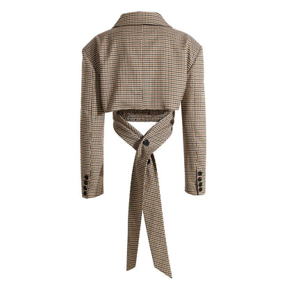 OUDINA New Arrivals Fall Plaid Vest Top Women Blouse Shirts Two Piece Set Women'S Blouses