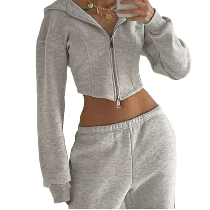 OUDINA Wholesale 2023 Casual 2 Piece Hoodie Set Women New Arrival Zipper Top Slim Pants Suit for Women