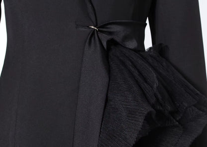 OUDINA Formal Splicing Lace Asymmetric Blazer Elegant Dresses V Neck plus Size Women Dress Party Women'S Dresses