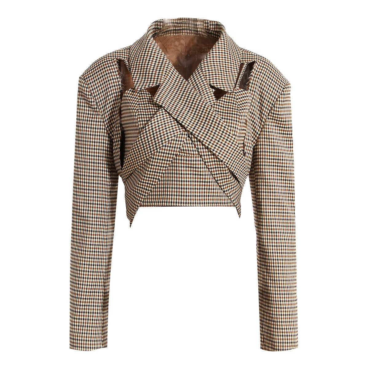 OUDINA New Arrivals Fall Plaid Vest Top Women Blouse Shirts Two Piece Set Women'S Blouses