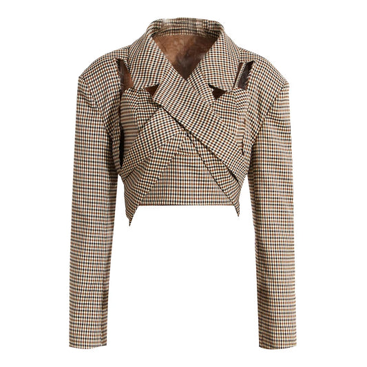 OUDINA New Arrivals Fall Plaid Vest Top Women Blouse Shirts Two Piece Set Women'S Blouses