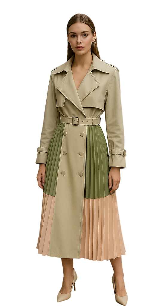Elegant Windbreaker Pleated Trench Coats