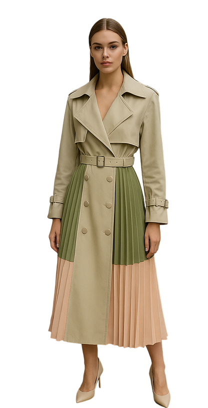Elegant Windbreaker Pleated Trench Coats