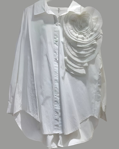 Pleated Horn Long Sleeves Korean Blouse Et Chemises Pour Femmes Ladies' Blouses