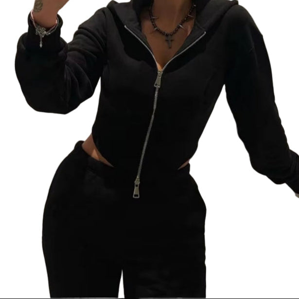 OUDINA Wholesale 2023 Casual 2 Piece Hoodie Set Women New Arrival Zipper Top Slim Pants Suit for Women