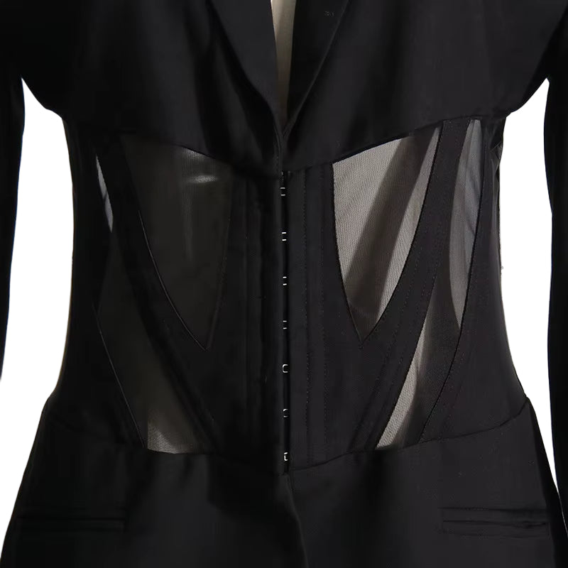 OUDINA Fashion Sense Lace up Unique Irregular Casual Blazer Suit Jacket Ladies Blazers for Women