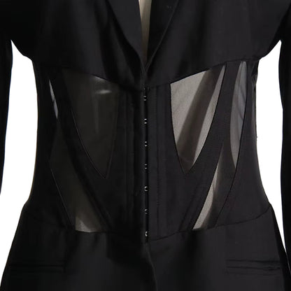 OUDINA Fashion Sense Lace up Unique Irregular Casual Blazer Suit Jacket Ladies Blazers for Women