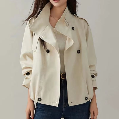 OUDINA Fashion Simple Loose Stand Short Jacket Solid Ladies Jacket Casual Women'S Jackets