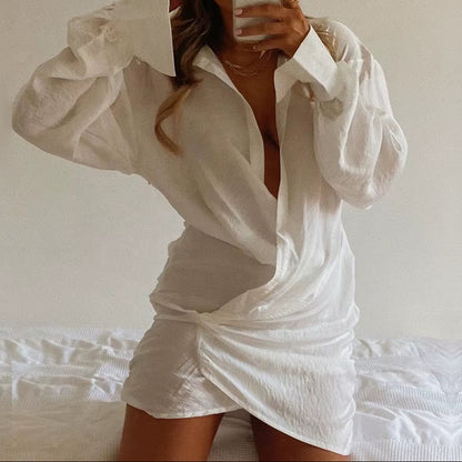  White Shirt Linen Dress