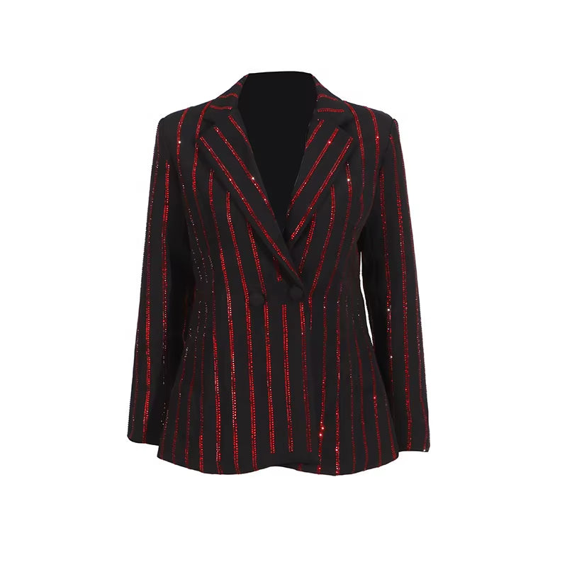 OUDINA New Spot Fashion Double Breasted Casual Blazers Graphic Jacquard Jackets Woman Blazer Jacket
