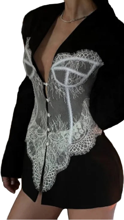 Elevate Your Wardrobe with the OUDINA Elegant Lace Stitching Blazer for Women - Perfect for Any Occasion