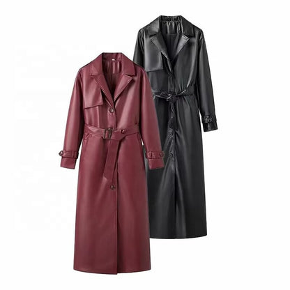 Solid Elegant Long Trench Coat