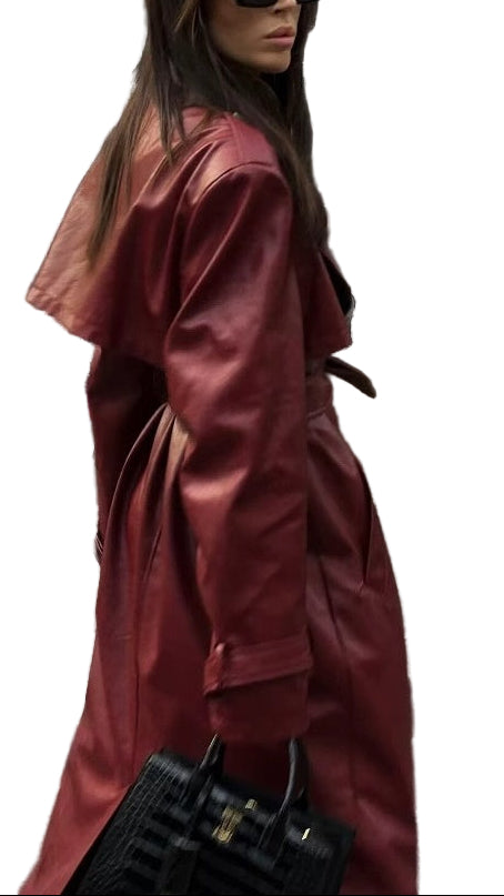 Solid Elegant Long Trench Coat