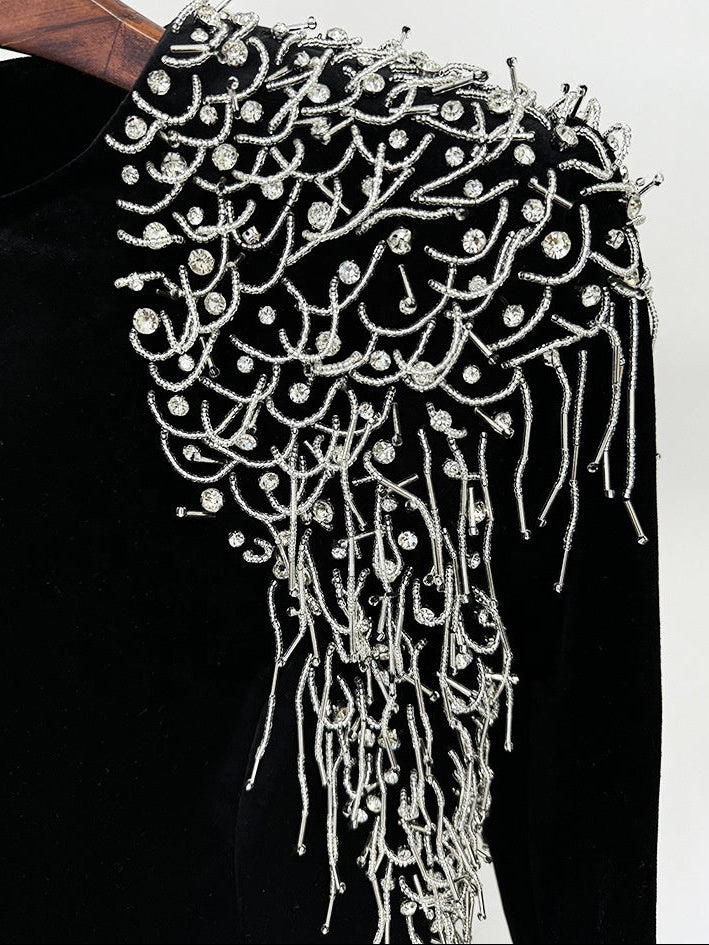 Valeta Gown - Exquisite Floor-Length Evening Dress with Crystal Embellishments