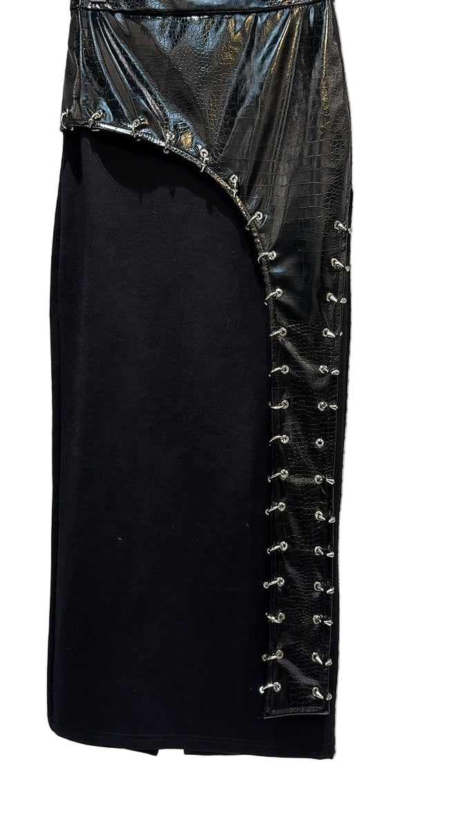 Chic Vintage Cropped Motorcycle Jacket and Skirt Set