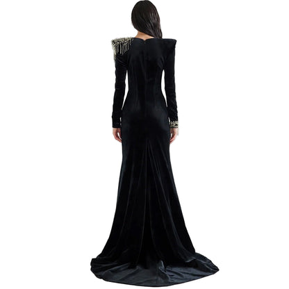 Valeta Gown - Exquisite Floor-Length Evening Dress with Crystal Embellishments