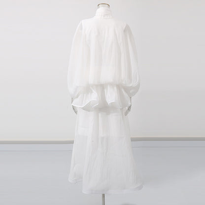 Ruffle Blouse Oversized Bow Dress