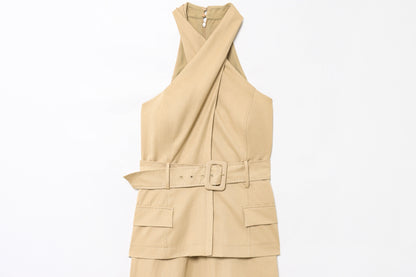 Sandstone Halter Midi Dress