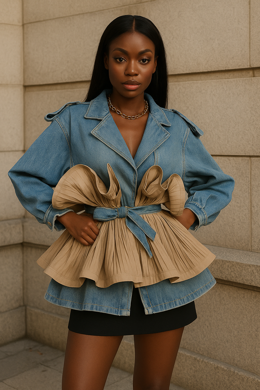 Elevate Your Style with the Ruffle Reign Denim Jacket
