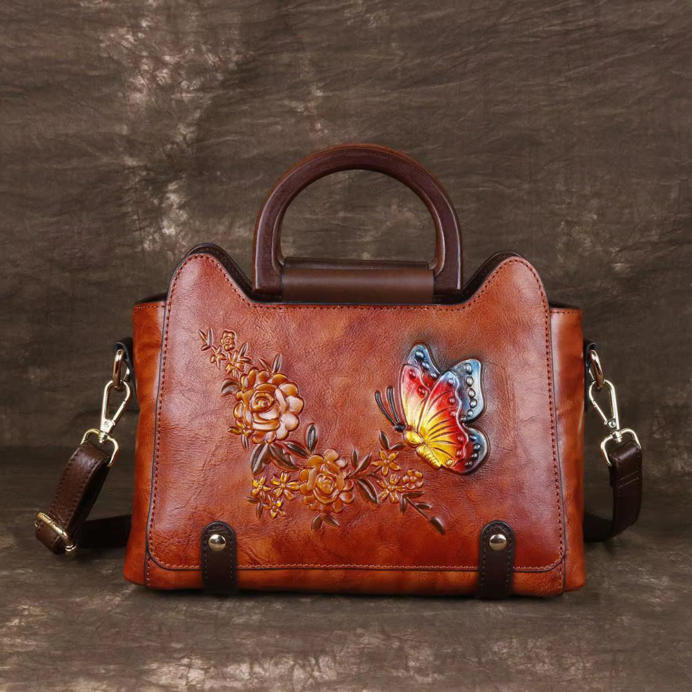 Westal Womens Leather Handbag Vintage Embossing Large Shoulder Bag Top Handle Tote Bag Hobo Women'S Shoulder Bags