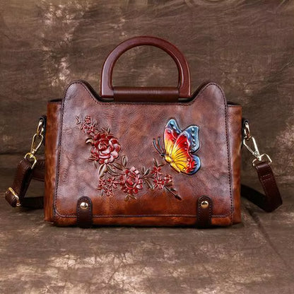 Westal Womens Leather Handbag Vintage Embossing Large Shoulder Bag Top Handle Tote Bag Hobo Women'S Shoulder Bags