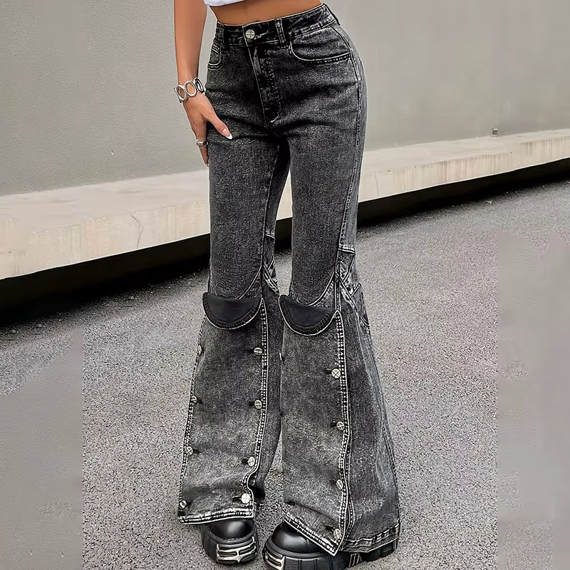  Splicing Casual Straight Leg Jean Pants