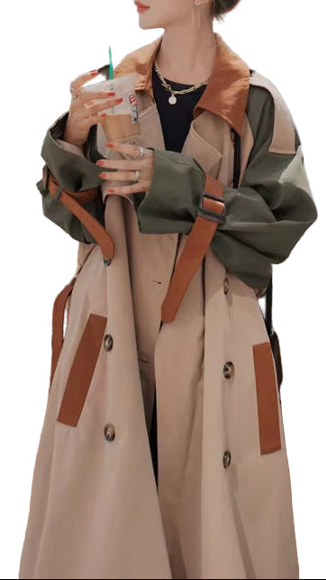 OUDINA Hot Selling Loose Casual Ladies Jackets and Coat Womens Long Windbreaker Women'S Trench Coats