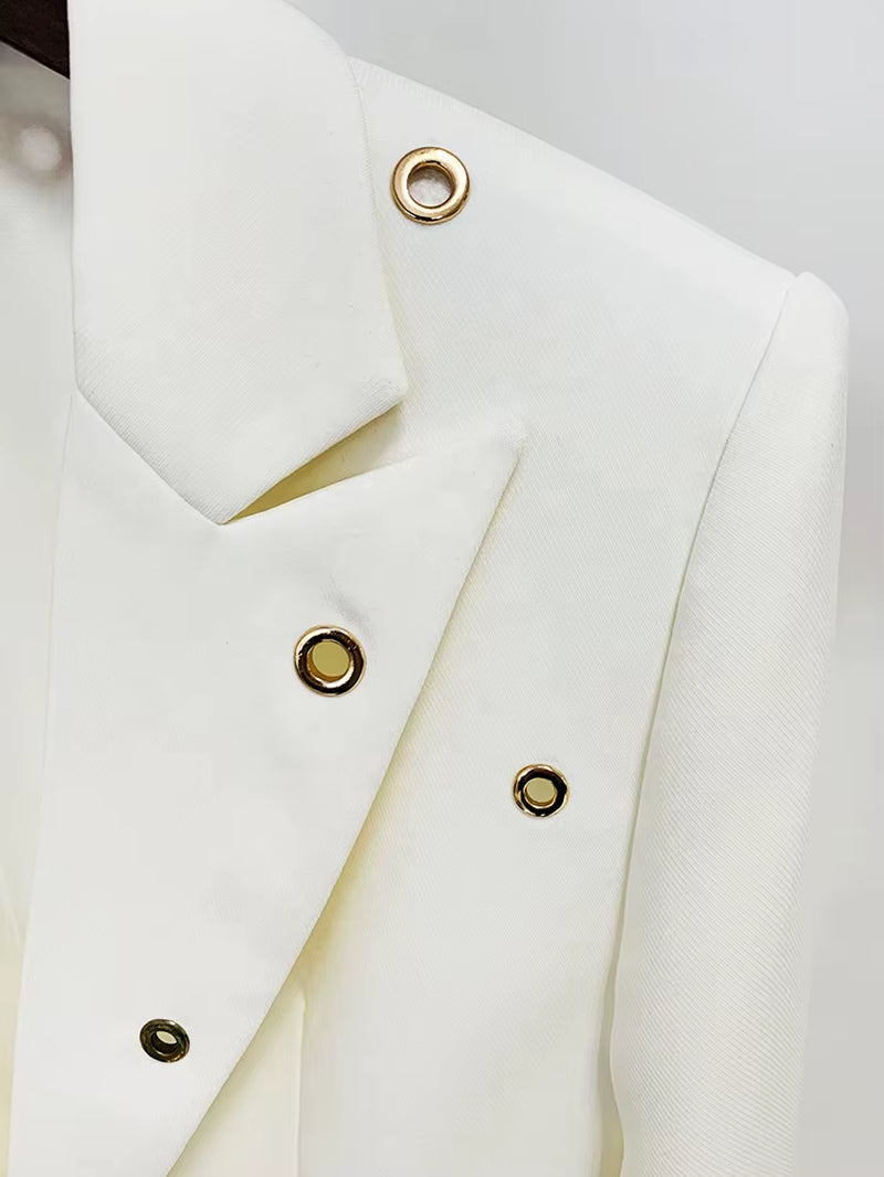 OUDINA Fashionable Elegant Simple Two Piece Suit for Women Beads Women'S Blazers Suits Casual Women Suits