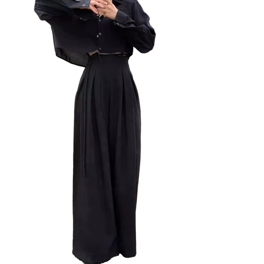 OUDINA New Women'S Palazzo High Waist Drape Casual Drawstring Floor-Mopping Wide Leg Pant Trousers Pants for Women