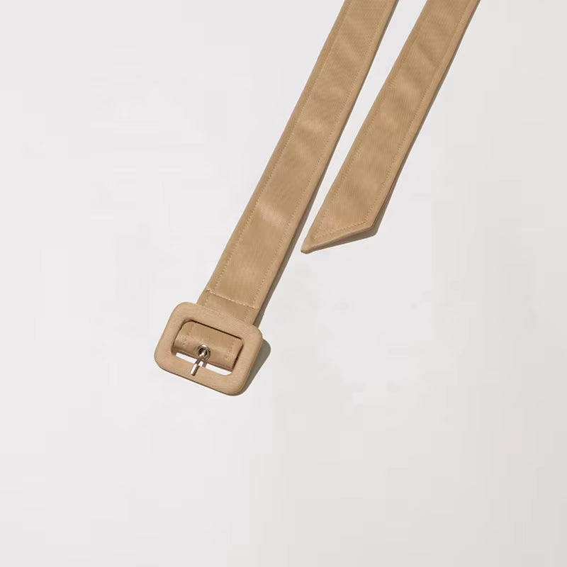 OUDINA Fashion Splice Contrast Color Long Double-Breasted Sashes Elegant Coat Casual Trench Coat Simple Women'S Coats