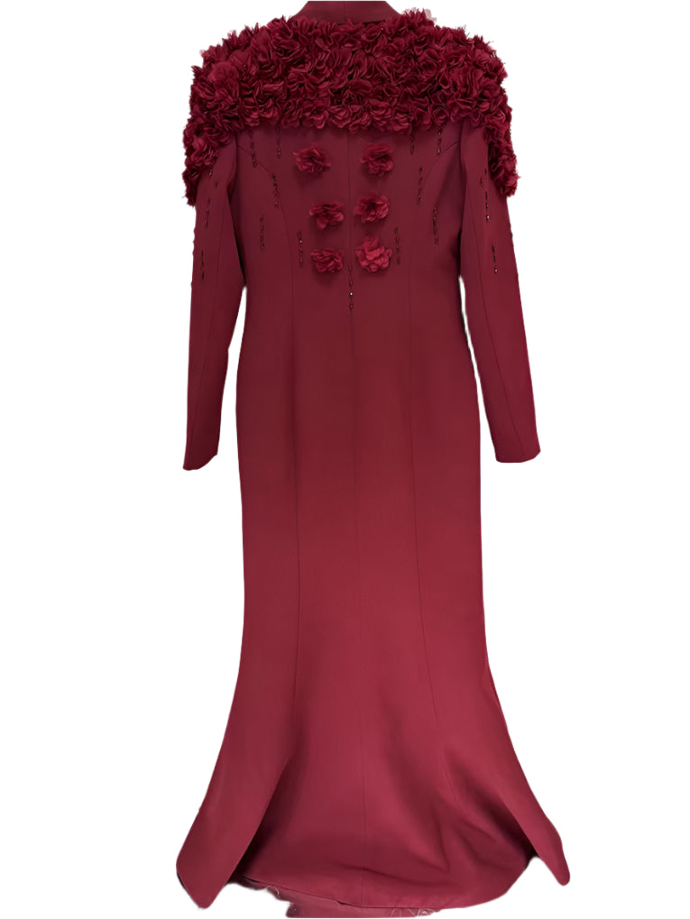 OUDINA High Quality Manufacturer Beaded Flower plus Size XXXL Long Gown Dinner Dress Evening Dress for Women