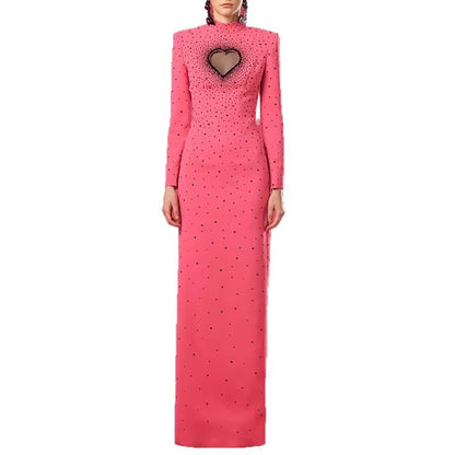 DRESS 3-------Long Heart Shape Backless Rhinestone Diamond Gown Dresses Women Lady Elegant Evening Dress