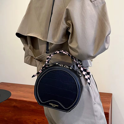 Stone Pattern Women Bag New Fashion Girl Handbag Personality PU Single Ladies Shoulder Crossbody Small round Bag