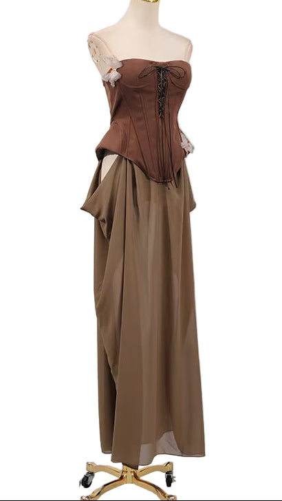 OUDINA New High End Hollow Fishbone off Shoulder Maxi Long Packtwork Elegant Dresses Party Dress for Women