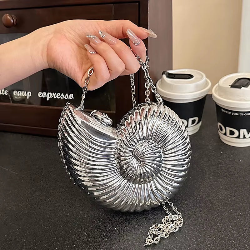 Women Cute Shoulder Bag Conch Shape Chain Party Crossbody Bag Acrylic Shell Phone Bags Handbag Purse for Women