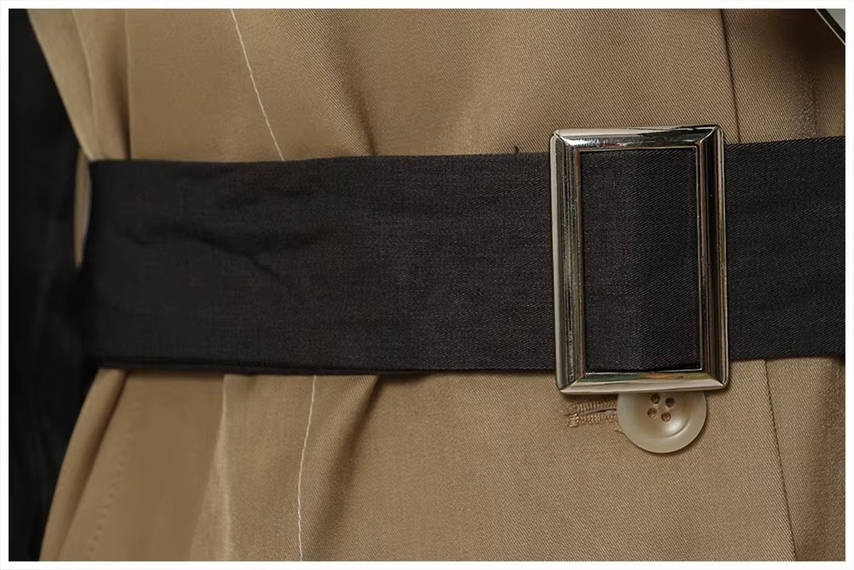 OUDINA Wholesale Women'S Jackets Casual Pleated Contrasting Color Irregular Windbreaker Coat Long Jackets for Women