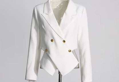 OUDINA Elegant Fashionable Women'S Jackets Cross Placket Slim Blazers for Women Solid Color Simple Femininos Blazers