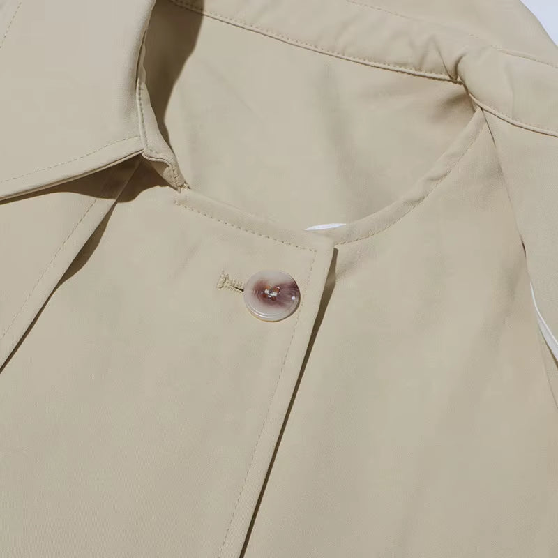 OUDINA Fashion Elegant Solid Splicing Belt Asymmetric Long Women'S Coat Casual Women Trench Coat