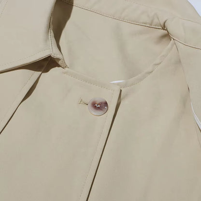 OUDINA Fashion Elegant Solid Splicing Belt Asymmetric Long Women'S Coat Casual Women Trench Coat