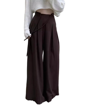 OUDINA New Women'S Palazzo High Waist Drape Casual Drawstring Floor-Mopping Wide Leg Pant Trousers Pants for Women