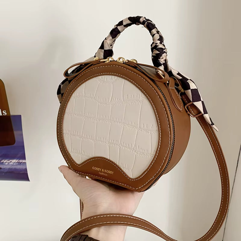 Stone Pattern Women Bag New Fashion Girl Handbag Personality PU Single Ladies Shoulder Crossbody Small round Bag