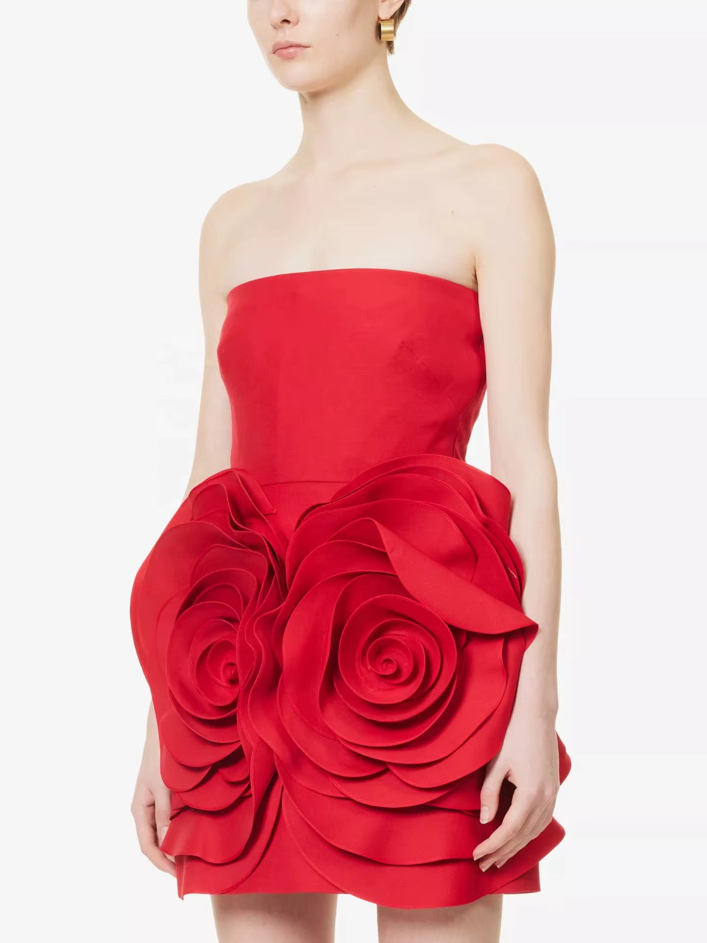 OUDINA Wholesale New Fashionable Three-Dimensional Decoration Flower Evening Women Party Dress Ladies Casual Dresses