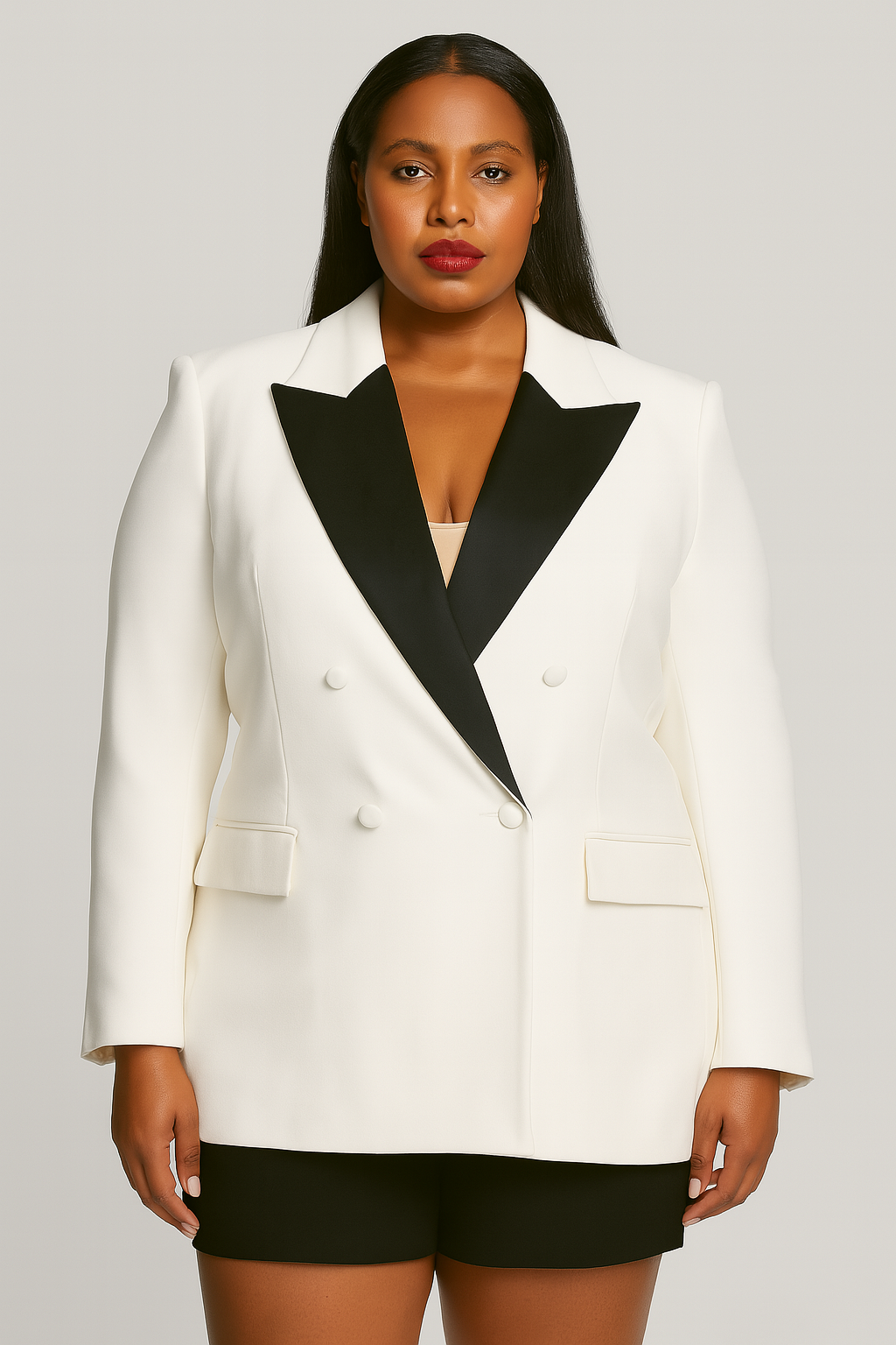 Loose Colorblock Lapel Double Breast Blazer