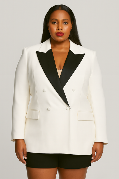 Loose Colorblock Lapel Double Breast Blazer