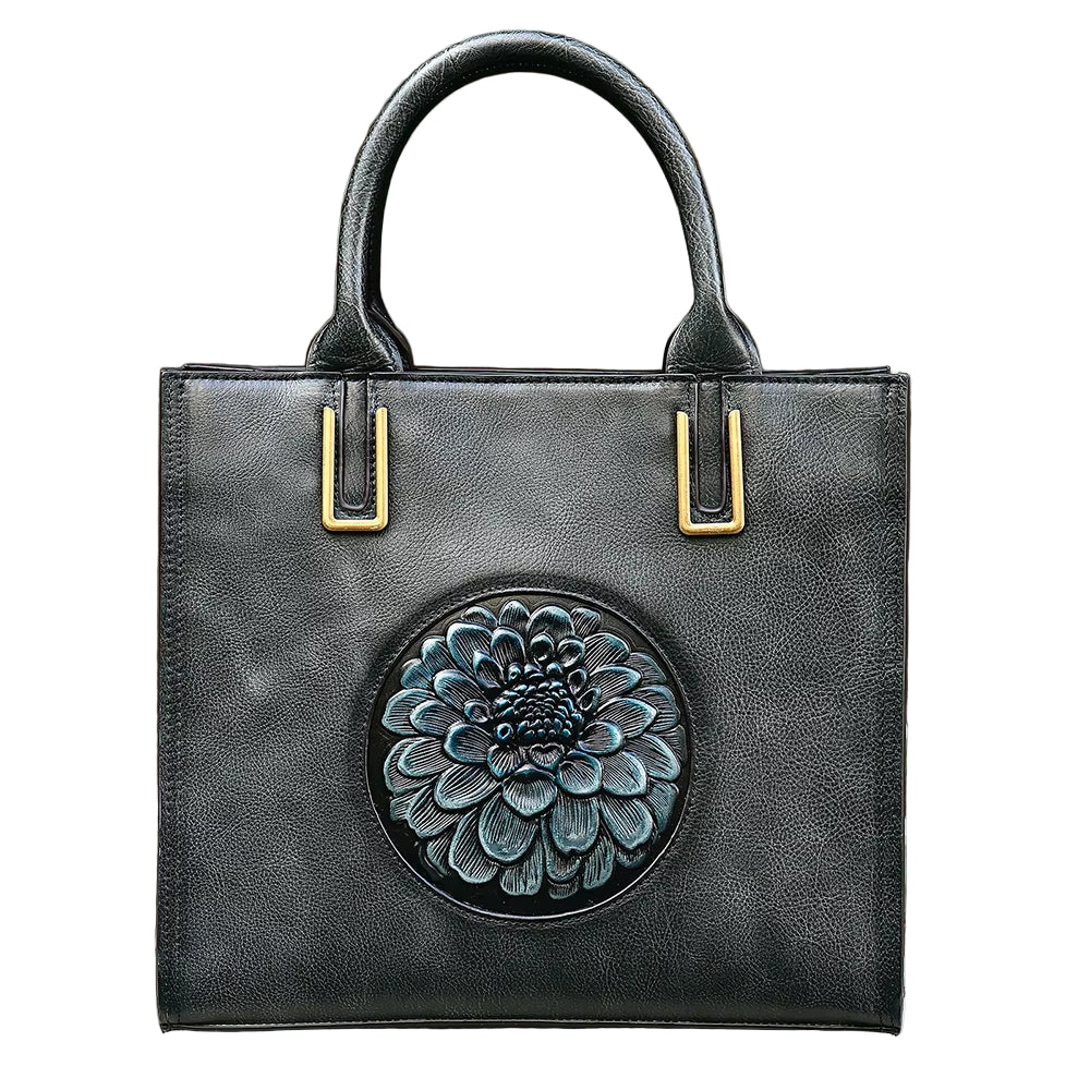 Designer Vintage Embossed Handbag Leather Shoulder Tote Bag Luxury Genuine Leather Handbags for Women
